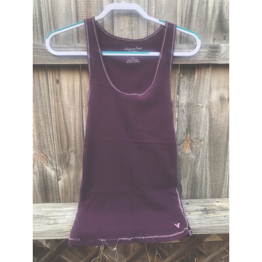 AEO Burgandy Boyfriend Tank Top